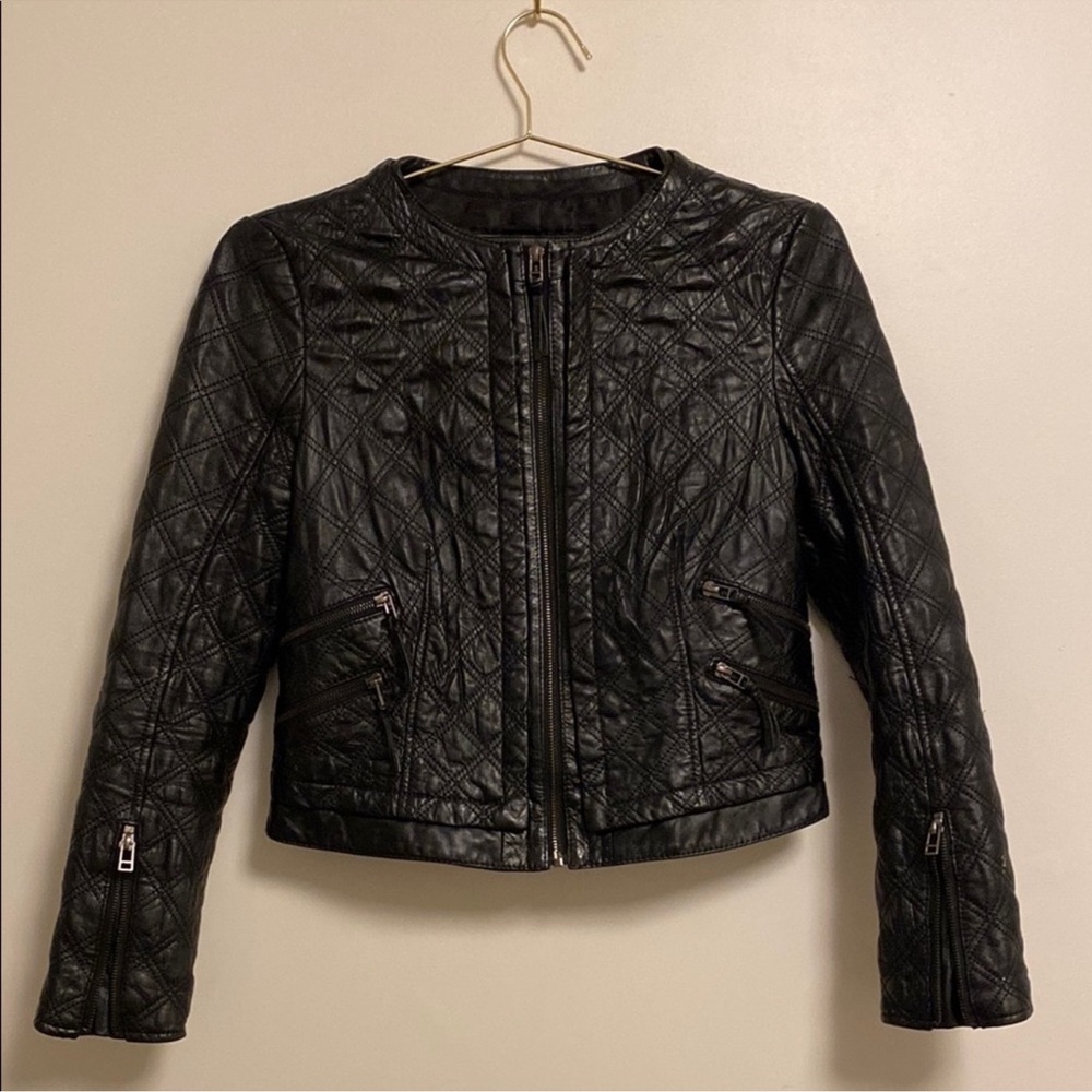 Zara Black Quilted Leather Jacket